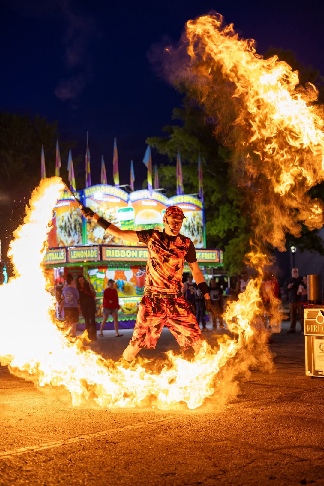 FireGuy creating a beautiful fire trail through the air.